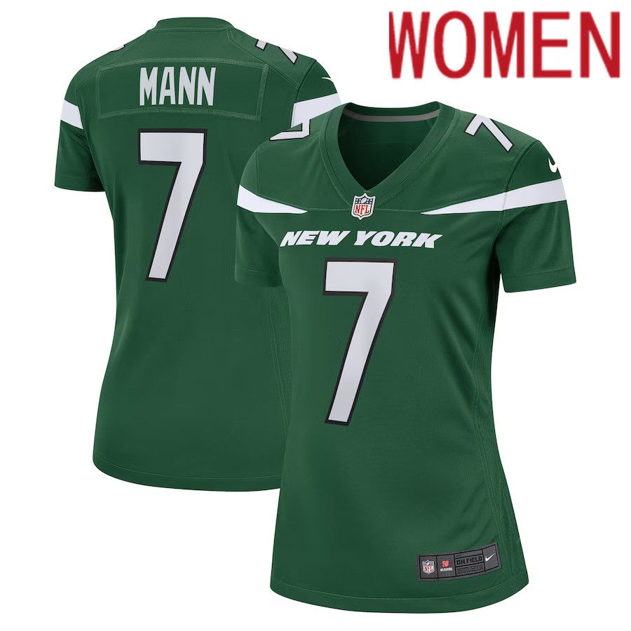 Women New York Jets #7 Braden Mann Nike Gotham Green Game NFL Jersey->women nfl jersey->Women Jersey